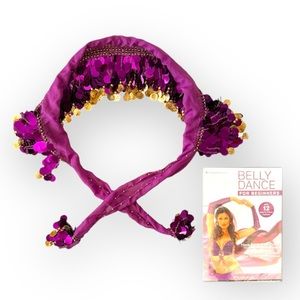 Belly Queen Coin Hip Scarf with Belly Dance for Beginners Instructional DVD